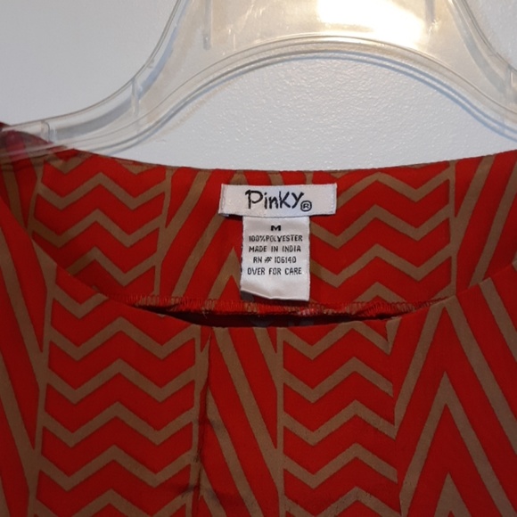 Pinky Red and Brown Chevrons Dress, size M - Picture 2 of 5